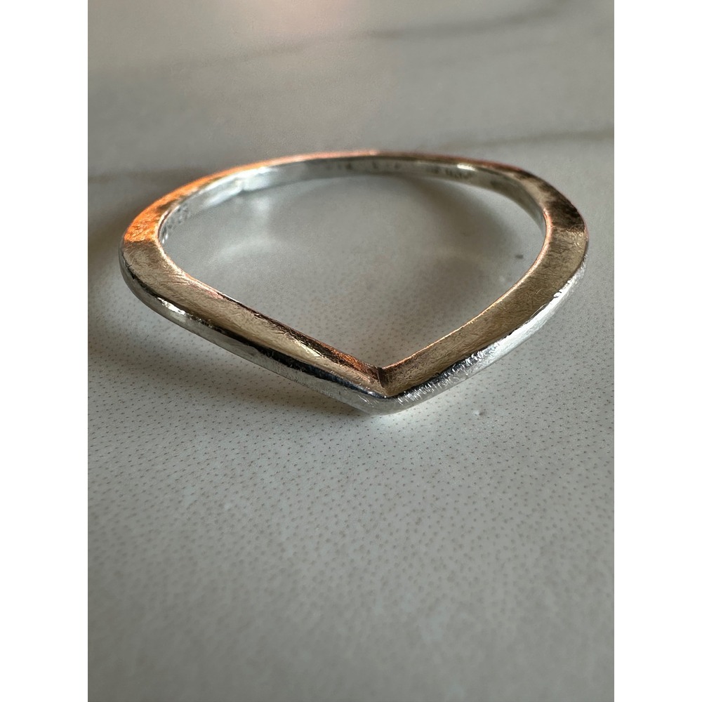 Sterling Silver 925 Chevron Wishbone Stacking Ring Size 7.25 Minimalist V Shape